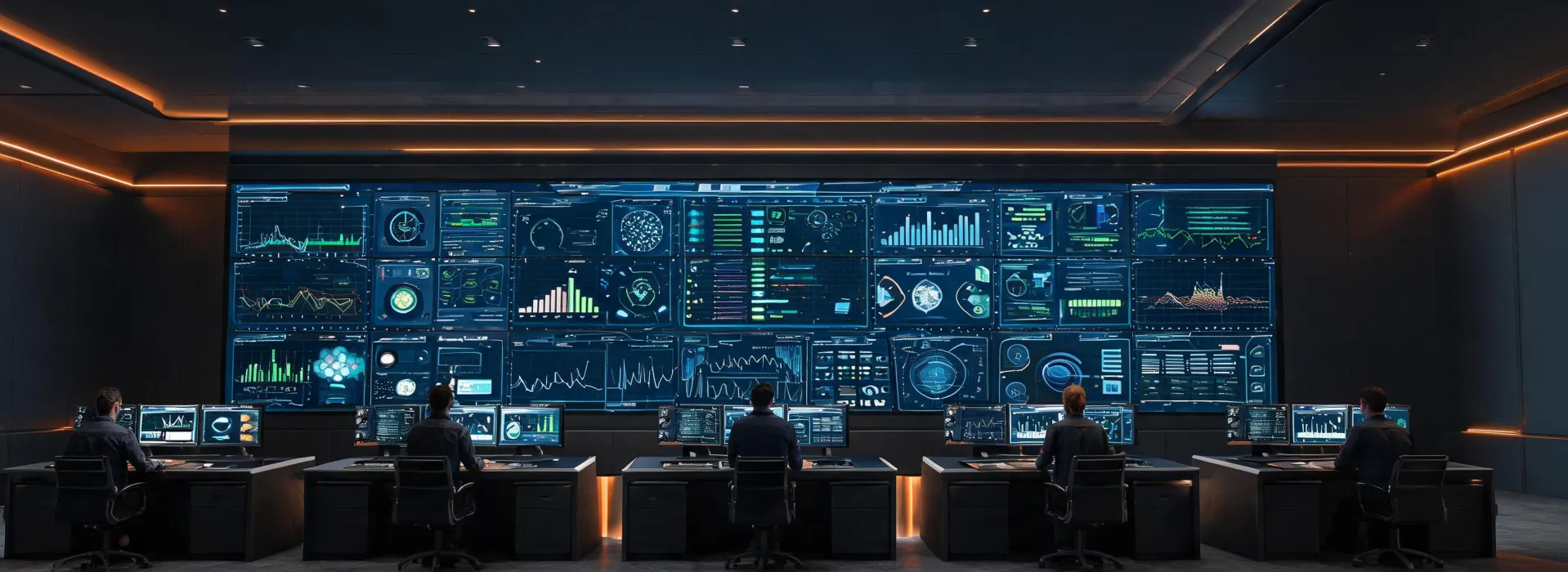 Control room operators viewing an LED wall